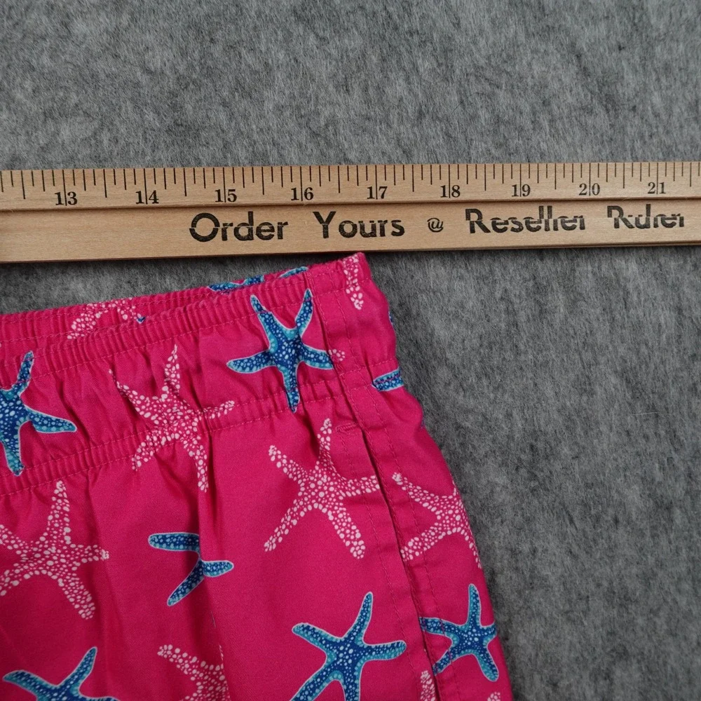 Lands End Shorts Mens Large Pink‎ Starfish Print Elastic Waist Drawstring Beach